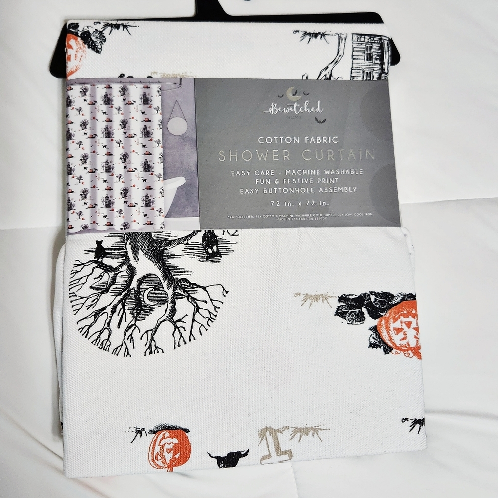 NWT Halloween Cute Spooky Print Shower Curtain Halloween Decor